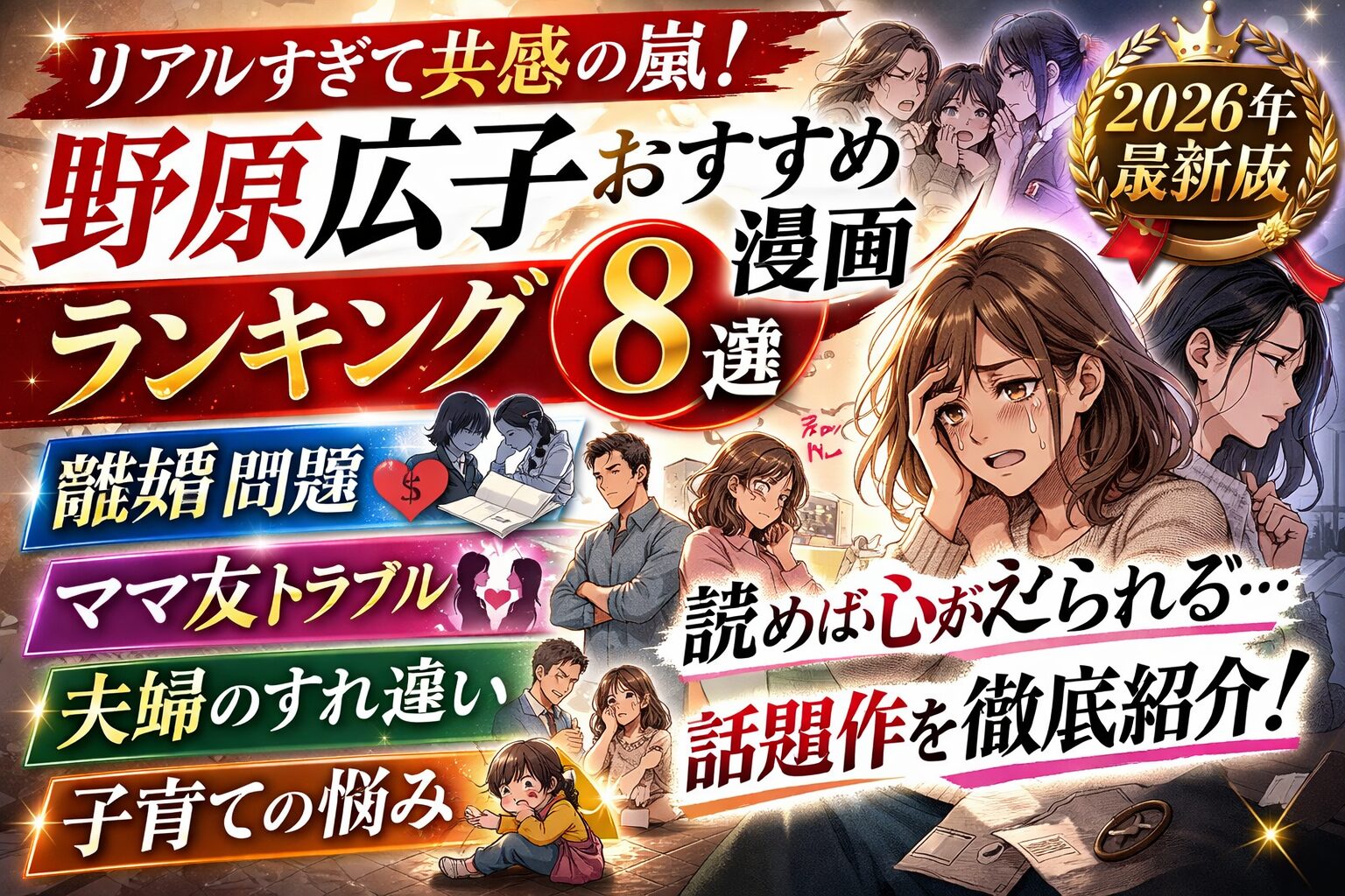 野原広子のおすすめ漫画ランキング【2026年最新版】離婚・ママ友・夫婦問題で刺さる8選