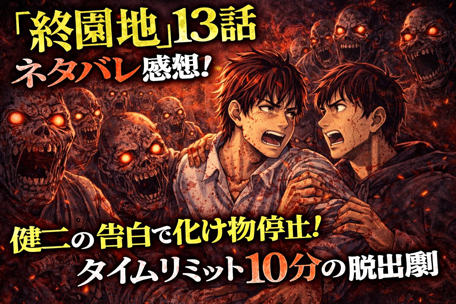 「終園地」13話ネタバレ感想｜健二の告白で化け物が止まる！？タイムリミット10分の脱出劇