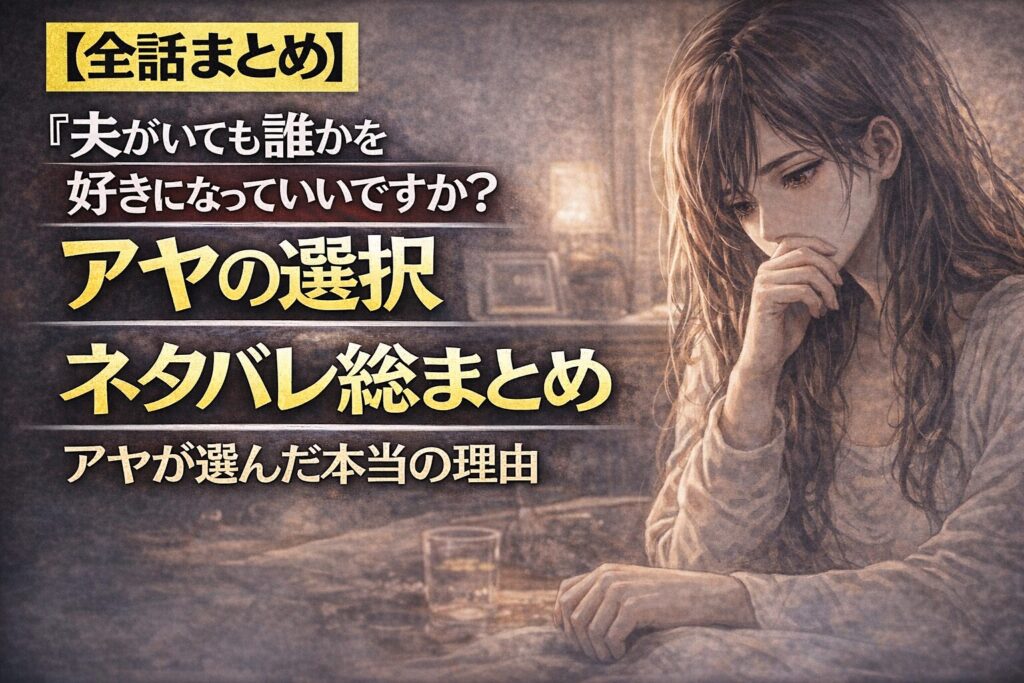 【全話まとめ】『夫がいても誰かを好きになっていいですか？アヤの選択』ネタバレ総まとめ｜アヤが選んだ本当の理由