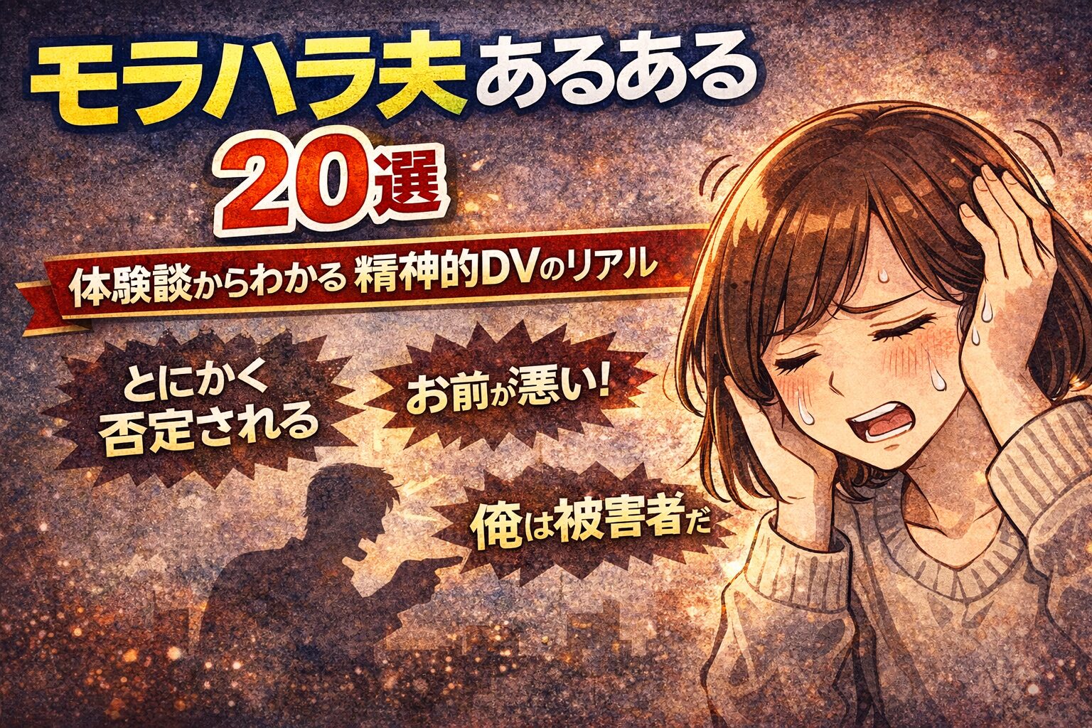 モラハラ夫の特徴20選｜当てはまったら危険なサインと今すぐできる対処法